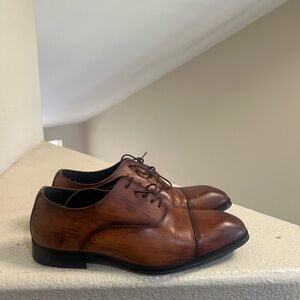 ALDO Men's Size 10.5 Brown Leather OXFORD DRESS‎ SHOES Cognac  Cap Toe Office